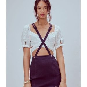 NWT For Love and Lemons Daria Overalls Mini Skirt
